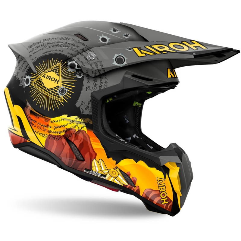 Casco da motocross Airoh Twist 3 Adventure grigio-giallo