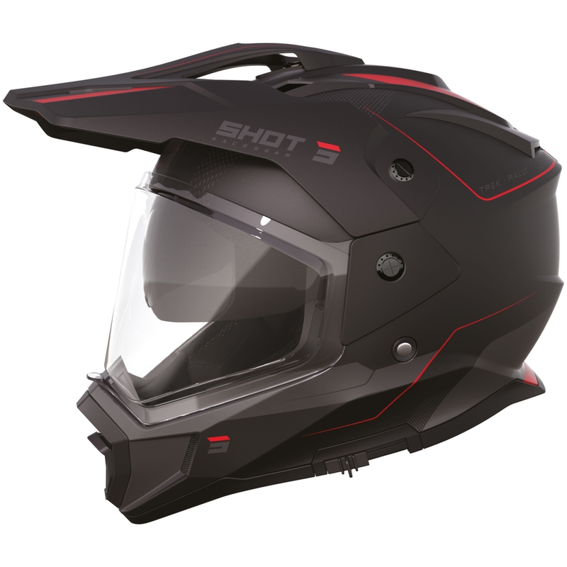 Casco da moto enduro Shot Trek Rally nero opaco-rosso