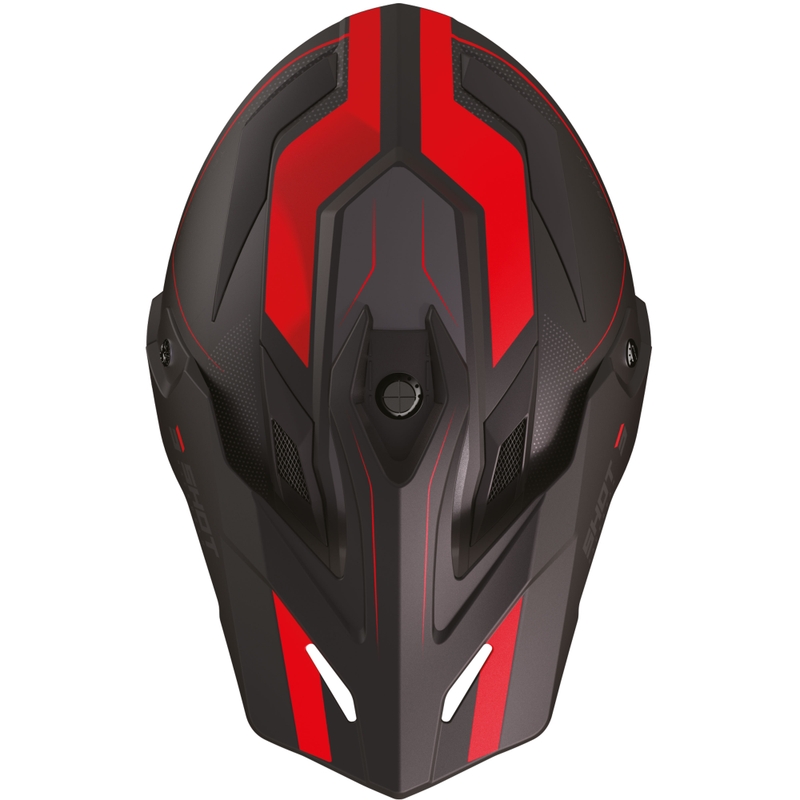 Casco da moto enduro Shot Trek Rally nero opaco-rosso