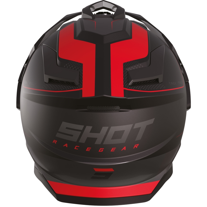 Casco da moto enduro Shot Trek Rally nero opaco-rosso