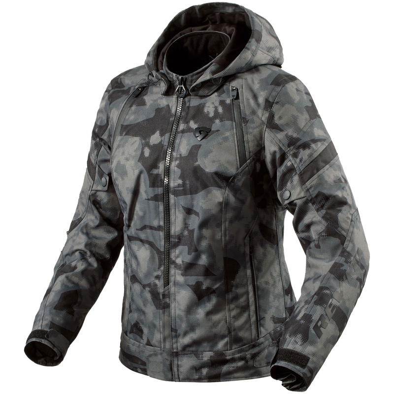 Giacca da moto da donna Revit Flare 3 H2O mimetica grigio scuro