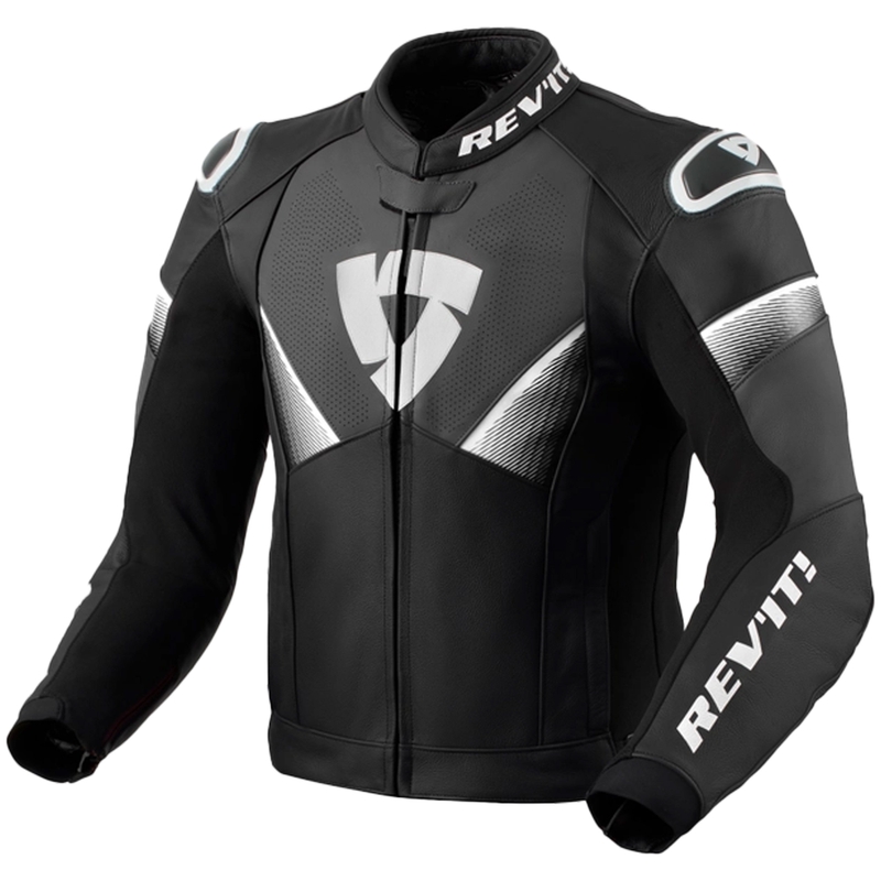 Giacca da moto in pelle Revit Argon 2 nero-bianco