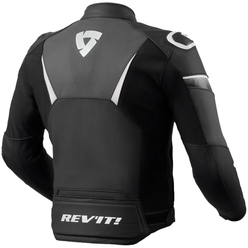 Giacca da moto in pelle Revit Argon 2 nero-bianco