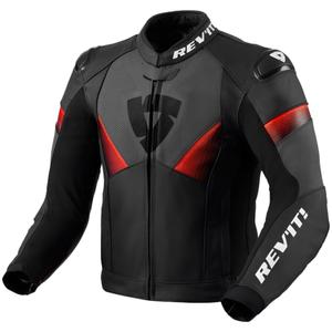 Giacca da moto in pelle Revit Argon 2 nero-rosso fluo