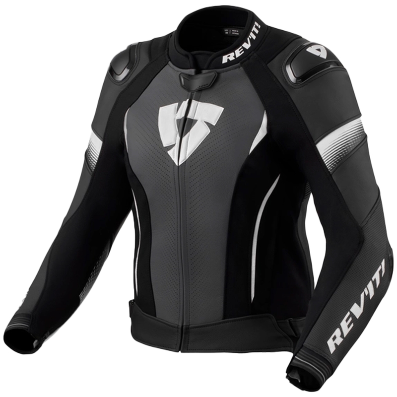 Giacca da moto in pelle bianca e nera Revit Xena 4 Pro da donna