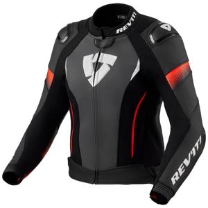Giacca moto donna Revit Xena 4 Pro in pelle nera e rossa fluo