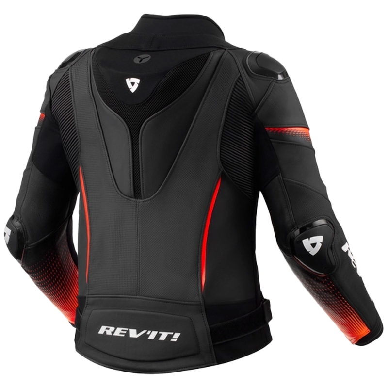 Giacca moto donna Revit Xena 4 Pro in pelle nera e rossa fluo