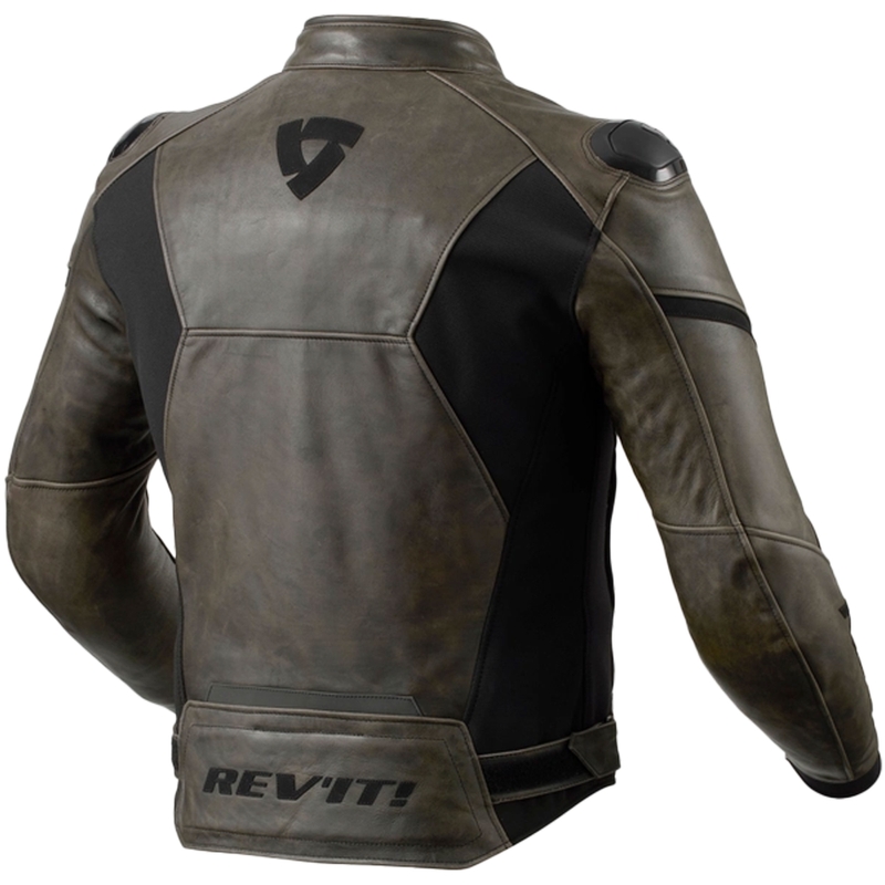 Giacca moto in pelle Revit Parallax oliva scuro