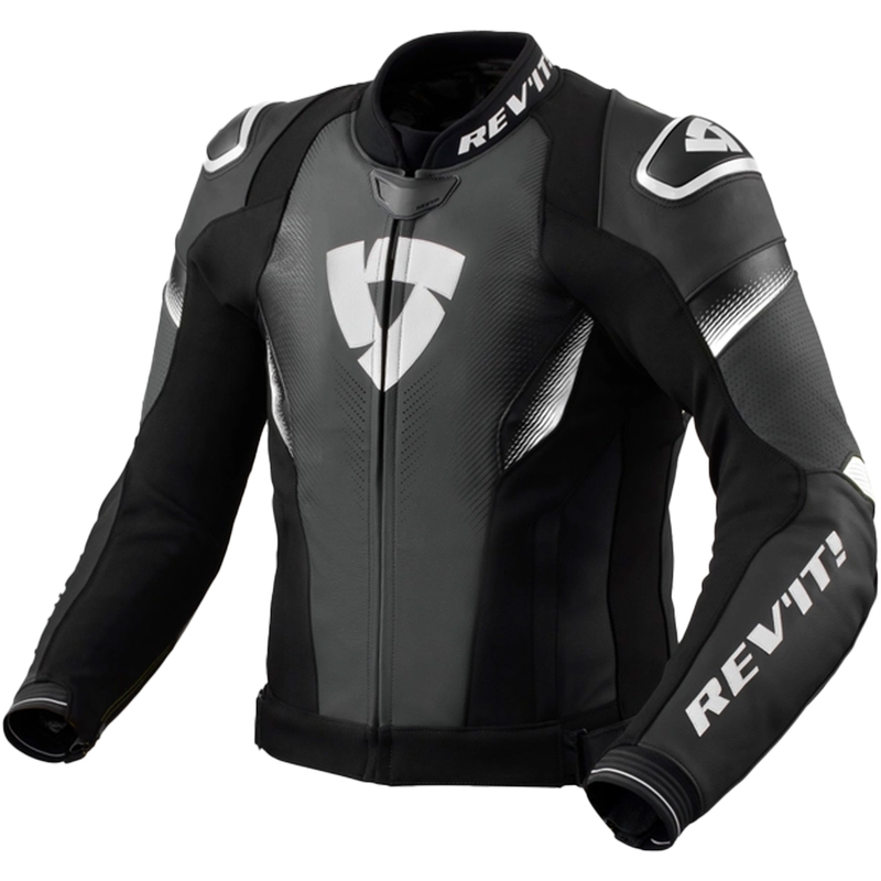Giacca moto in pelle Revit Control nero-bianco