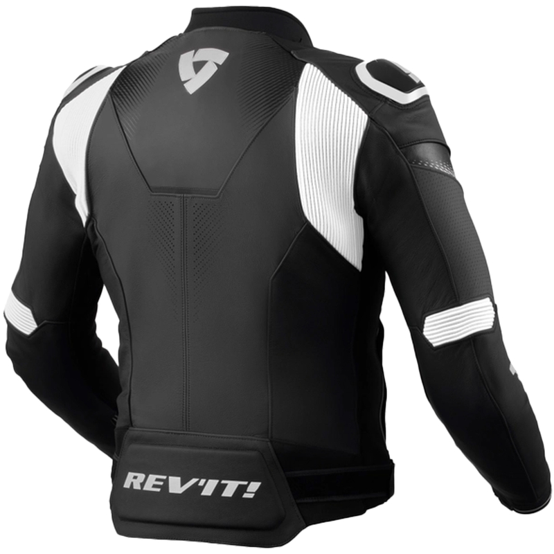Giacca moto in pelle Revit Control nero-bianco