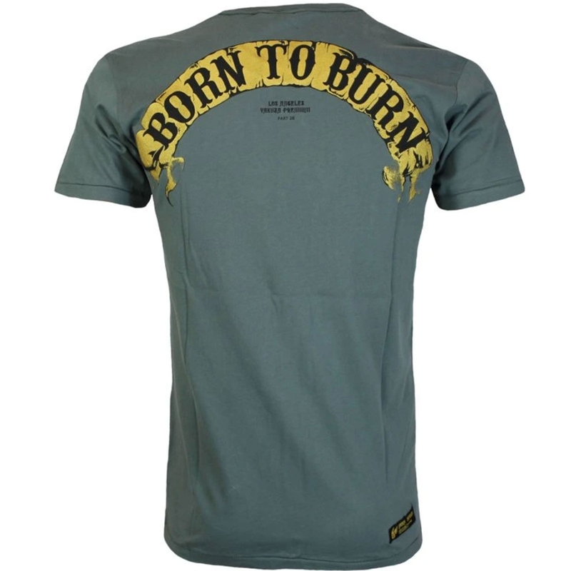 Maglietta Yakuza Premium Born To Burn Flying Riots Los Angeles verde oliva