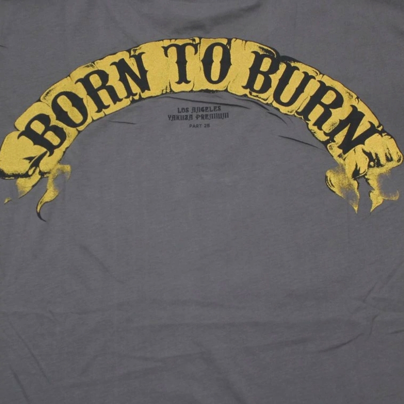 Maglietta Yakuza Premium Born To Burn Flying Riots Los Angeles grigio scuro