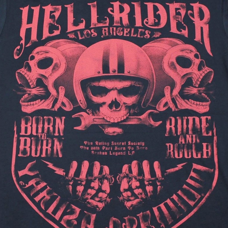 Maglietta Yakuza Premium Hell Rider - Born to Burn blu scuro
