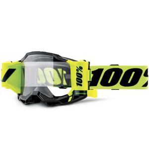 Maschera da motocross 100% Accuri 2 Forecast giallo fluo con plexiglass trasparente