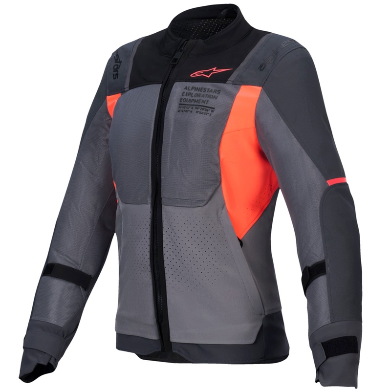 Giacca da moto da donna Alpinestars Stella ST-2 Air grigio-grigio scuro-corallo fluo