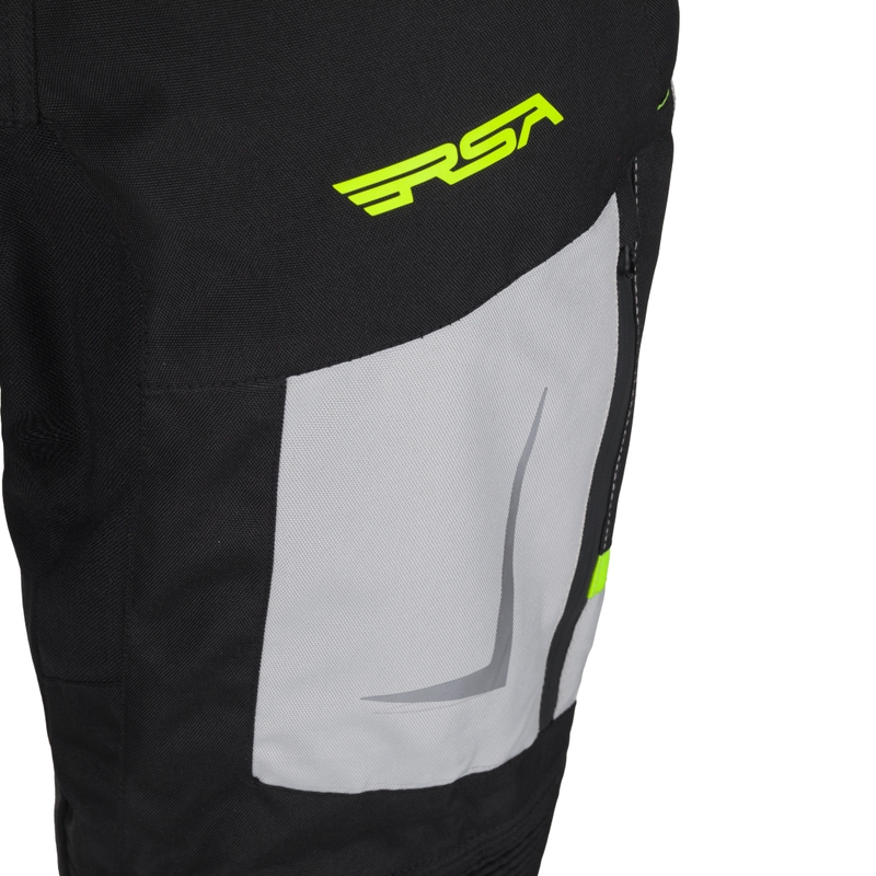 Pantaloncini da moto RSA EXO 2 neri-grigi-giallo fluo