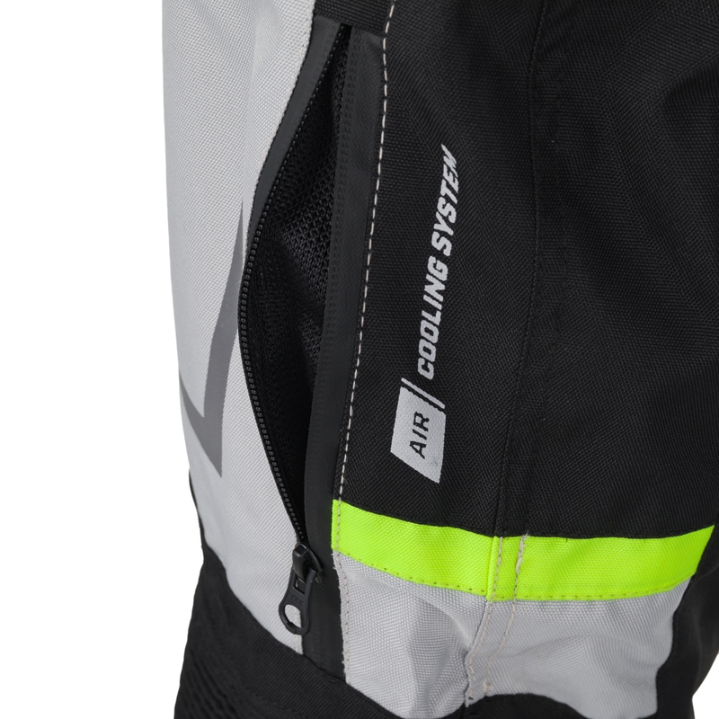 Pantaloncini da moto RSA EXO 2 neri-grigi-giallo fluo
