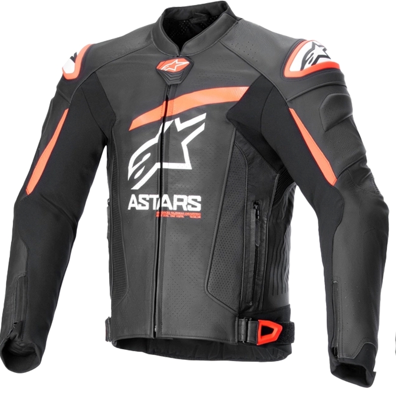 Alpinestars GP plus R 4 Airflow Giacca da moto in pelle nera-rosso-fluo-bianca