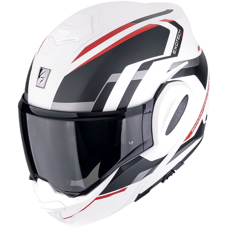 Casco moto apribile Scorpion EXO-TECH EVO FURIO bianco opaco-nero-rosso in offerta Saldi