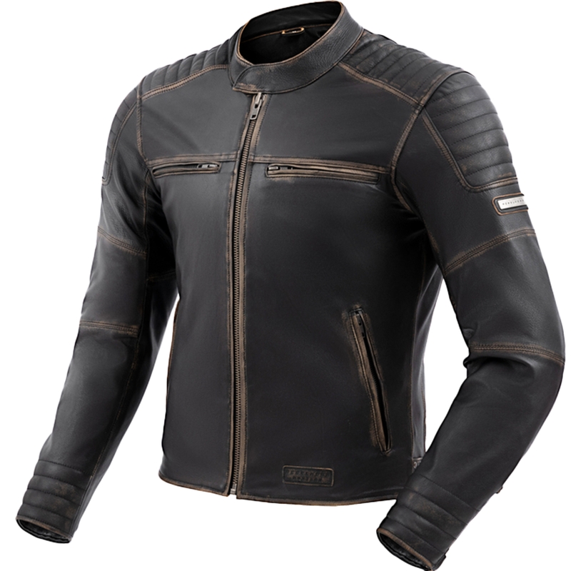 Giacca da moto in pelle marrone Rebelhorn Hunter II