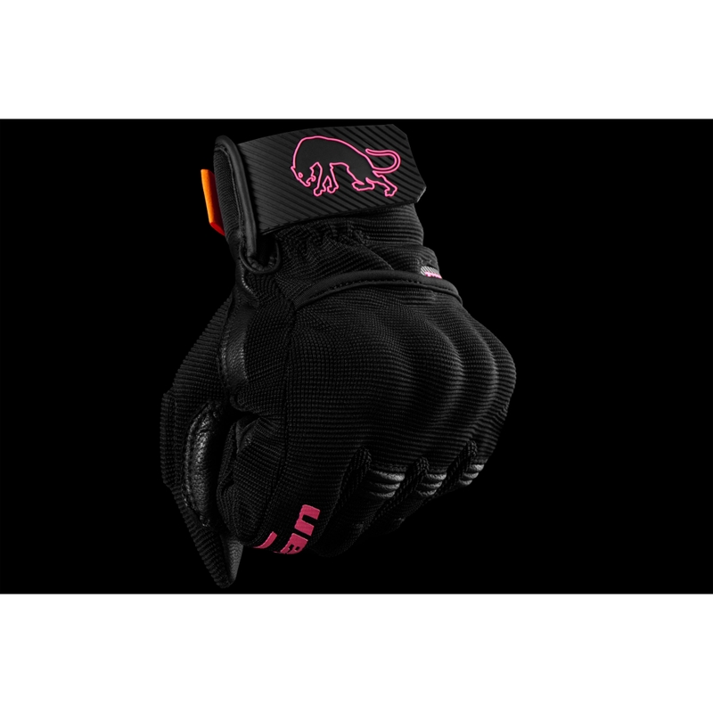 Guanti da moto da donna Furygan Jet Lady D3O® Evo nero-rosa