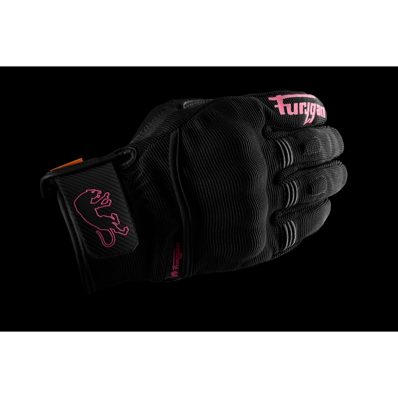 Guanti da moto da donna Furygan Jet Lady D3O® Evo nero-rosa