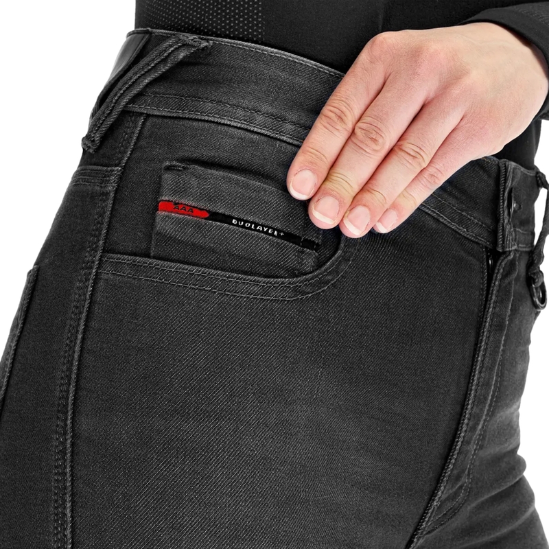 Jeans da motociclista estesi da donna Shima Ridge neri