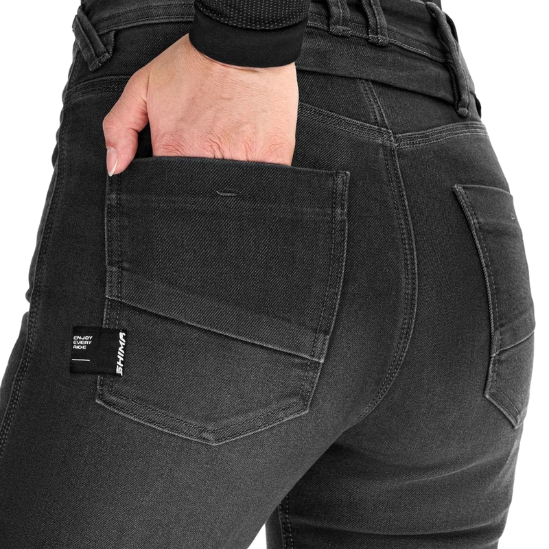 Jeans da motociclista estesi da donna Shima Ridge neri