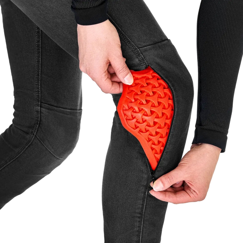 Jeans da motociclista estesi da donna Shima Ridge neri