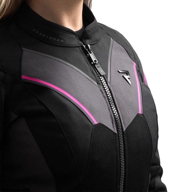 Giacca da moto Rebelhorn Hiflow V nero-grigio-rosa da donna