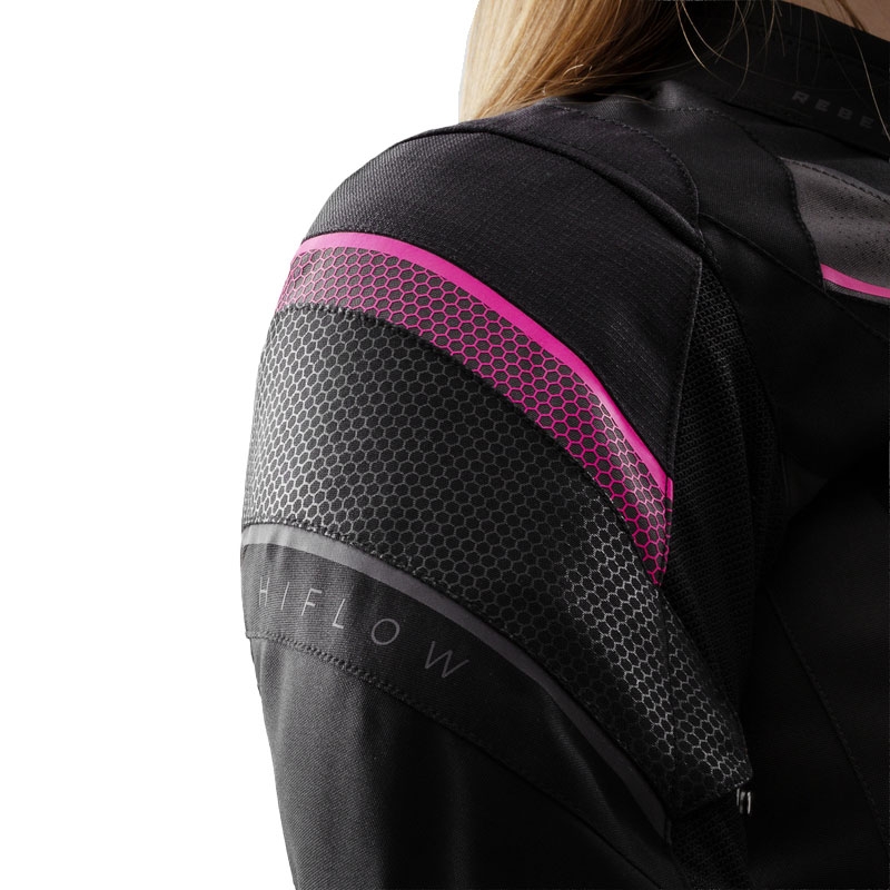 Giacca da moto Rebelhorn Hiflow V nero-grigio-rosa da donna
