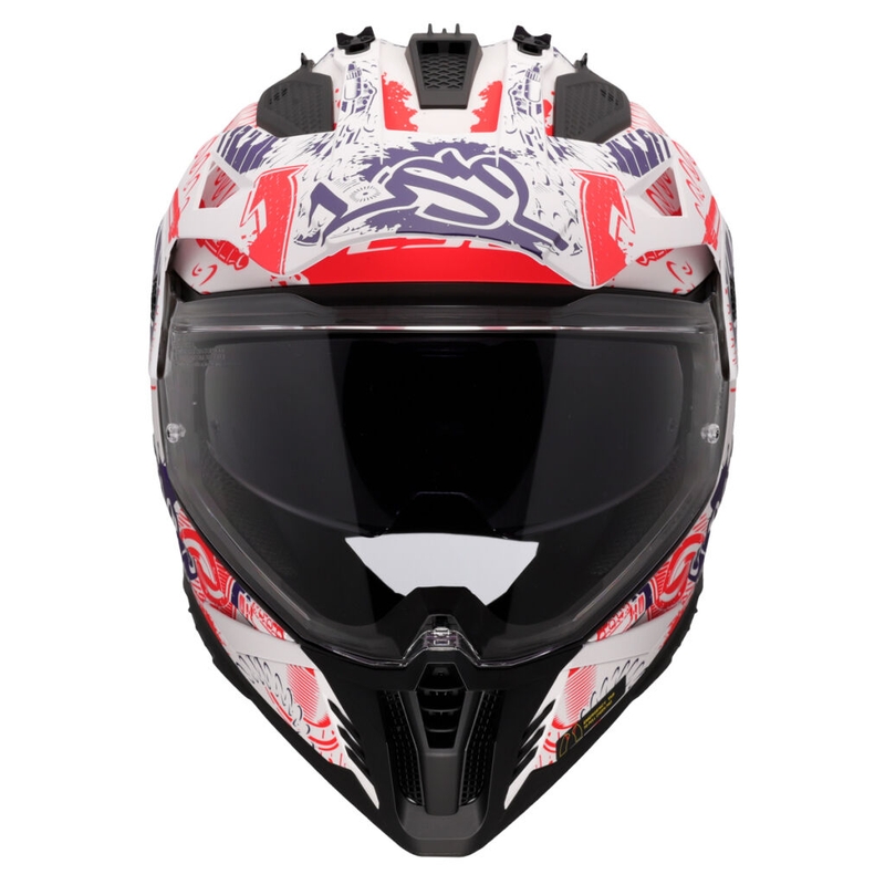 Casco da moto enduro LS2 MX702 Pioneer II Fantasy bianco-rosso-blu