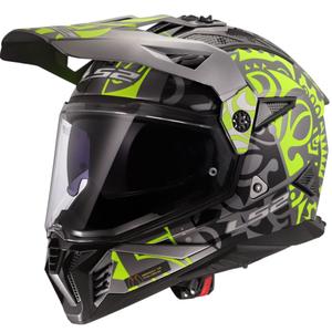 Casco moto enduro LS2 MX702 Pioneer II Rangi giallo fluo