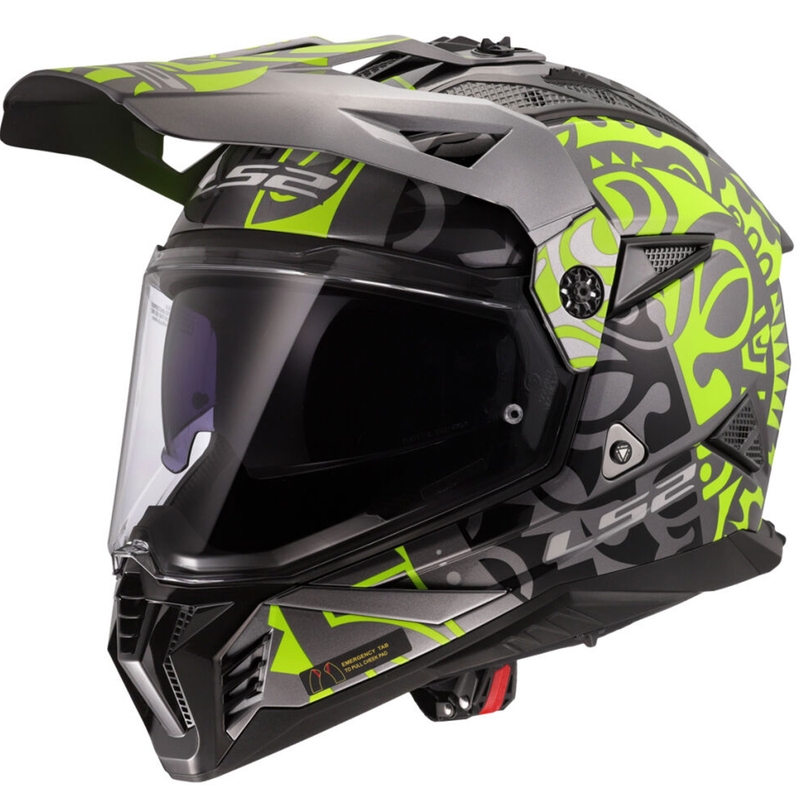 Casco da moto enduro LS2 MX702 Pioneer II Rangi giallo fluo