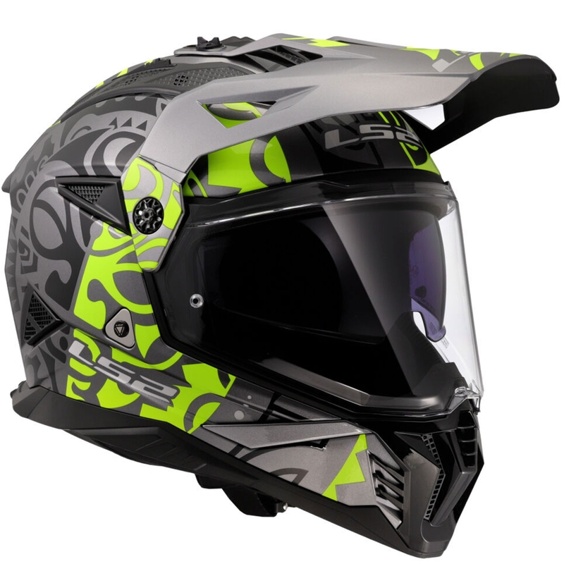 Casco da moto enduro LS2 MX702 Pioneer II Rangi giallo fluo