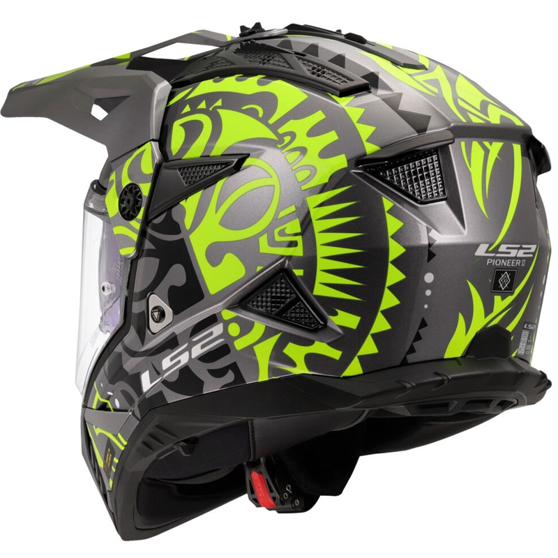 Casco da moto enduro LS2 MX702 Pioneer II Rangi giallo fluo