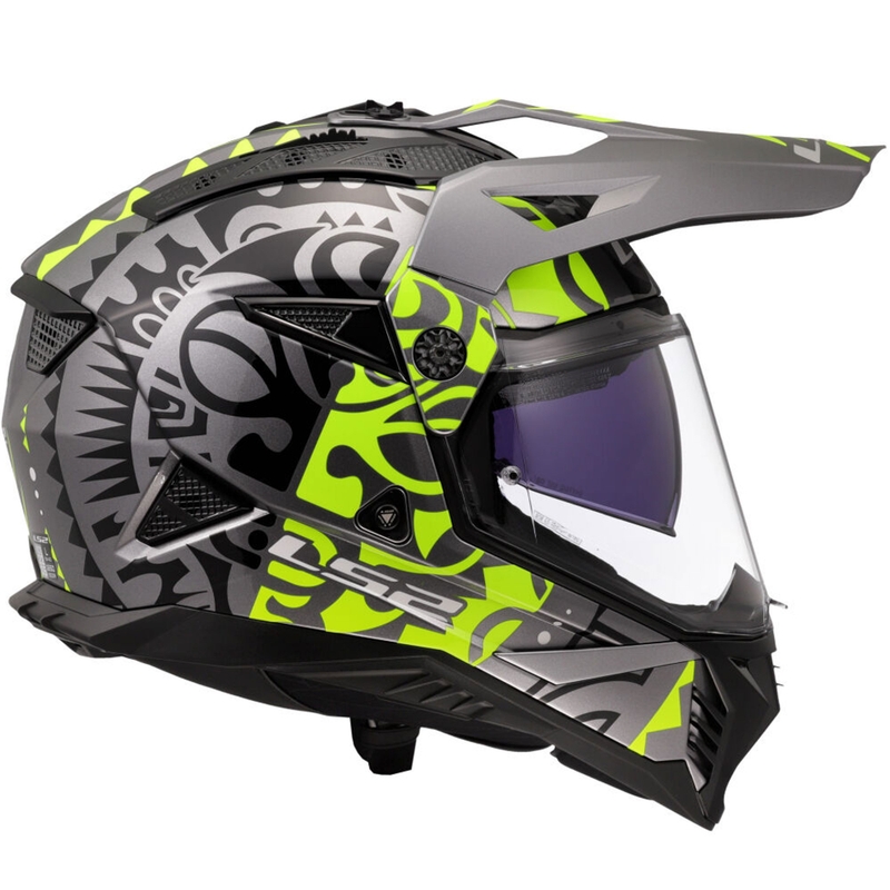 Casco da moto enduro LS2 MX702 Pioneer II Rangi giallo fluo