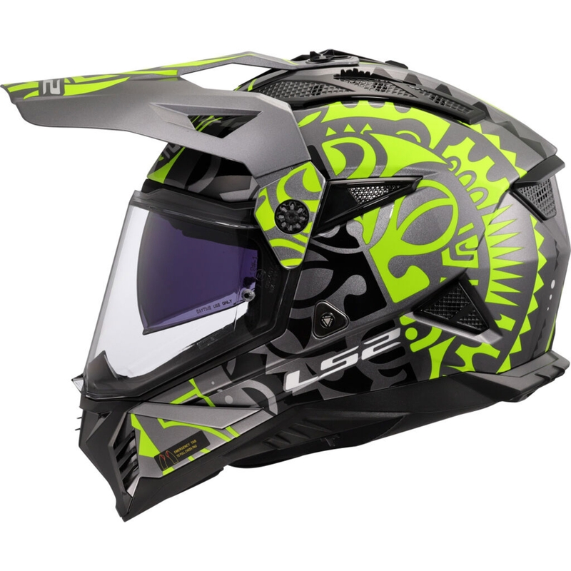 Casco da moto enduro LS2 MX702 Pioneer II Rangi giallo fluo
