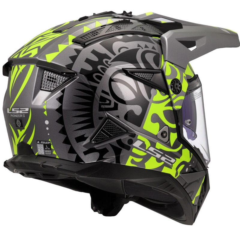 Casco da moto enduro LS2 MX702 Pioneer II Rangi giallo fluo