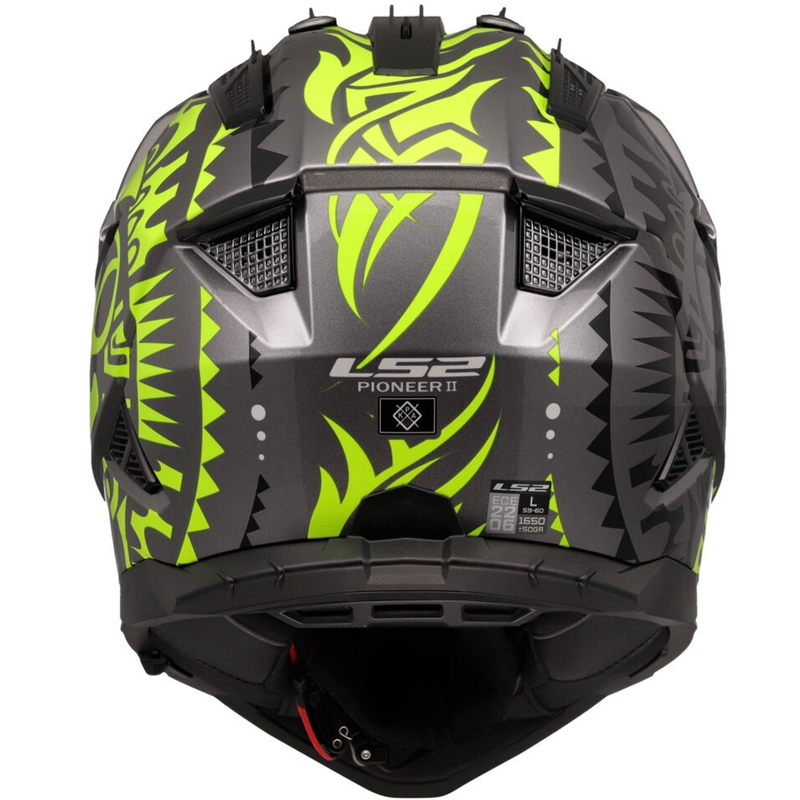 Casco da moto enduro LS2 MX702 Pioneer II Rangi giallo fluo