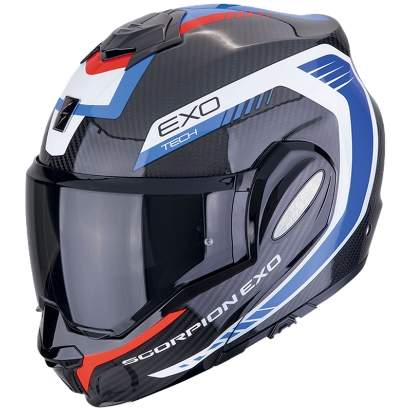 Casco moto pieghevole Scorpion EXO-TECH EVO CARBON COSY nero-blu-rosso