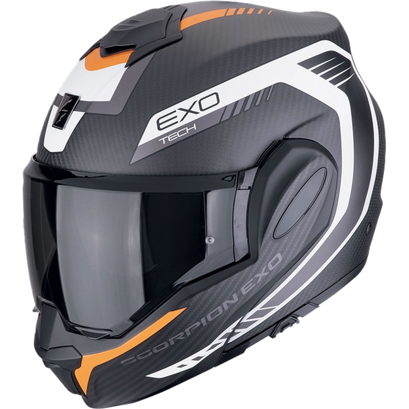 Casco moto pieghevole Scorpion EXO-TECH EVO CARBON COSY nero-arancio opaco