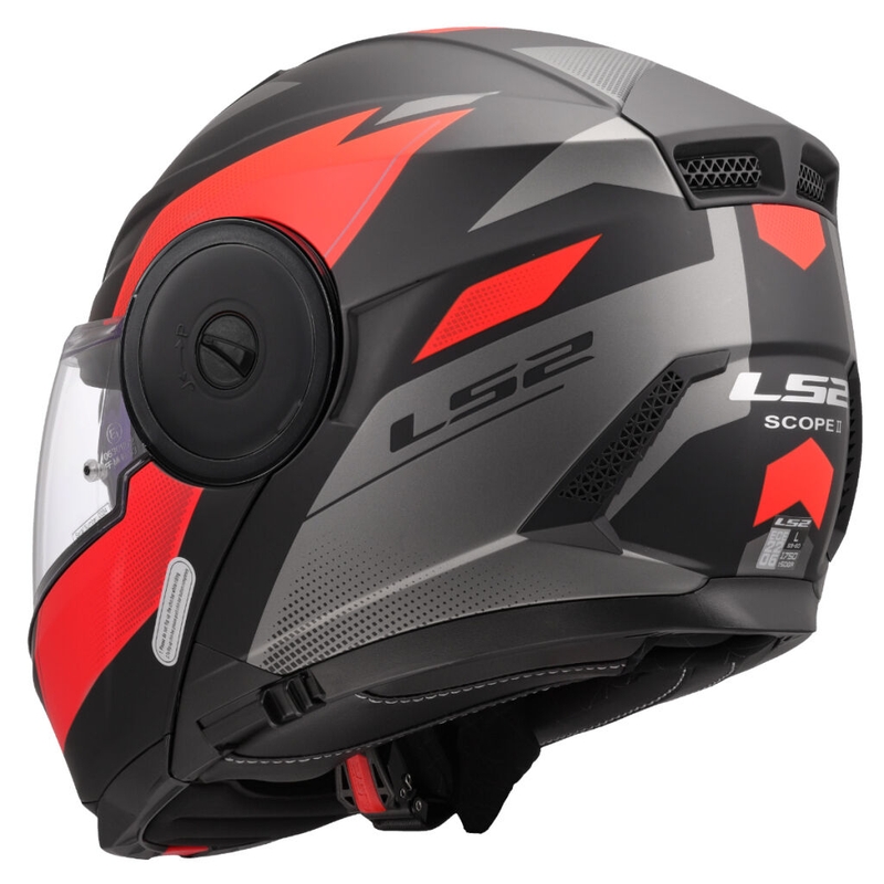 Casco moto modulare LS2 FF902 Scope II Duria nero-rosso