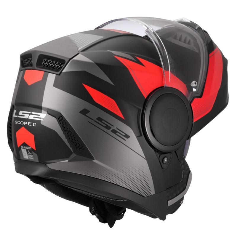 Casco moto modulare LS2 FF902 Scope II Duria nero-rosso