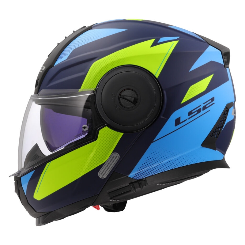 Casco moto modulare LS2 FF902 Scope II Duria blu-giallo fluo