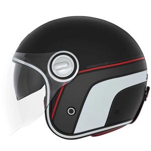 Casco moto aperto NOX PREMIUM Heritage nero-rosso-bianco opaco