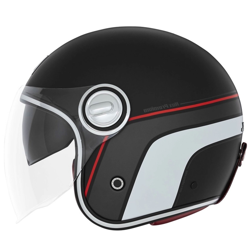 Casco moto aperto NOX PREMIUM Heritage nero-rosso-bianco opaco