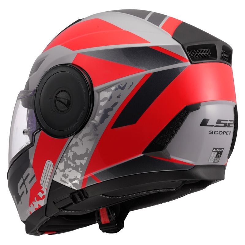 Casco moto modulare LS2 FF902 Scope II Oxyd grigio-rosso