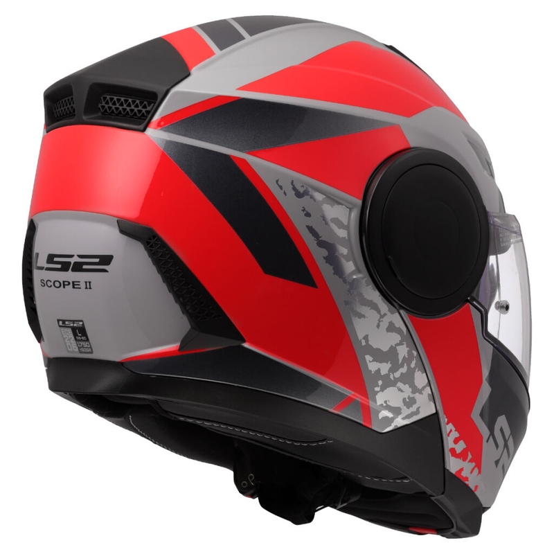 Casco moto modulare LS2 FF902 Scope II Oxyd grigio-rosso