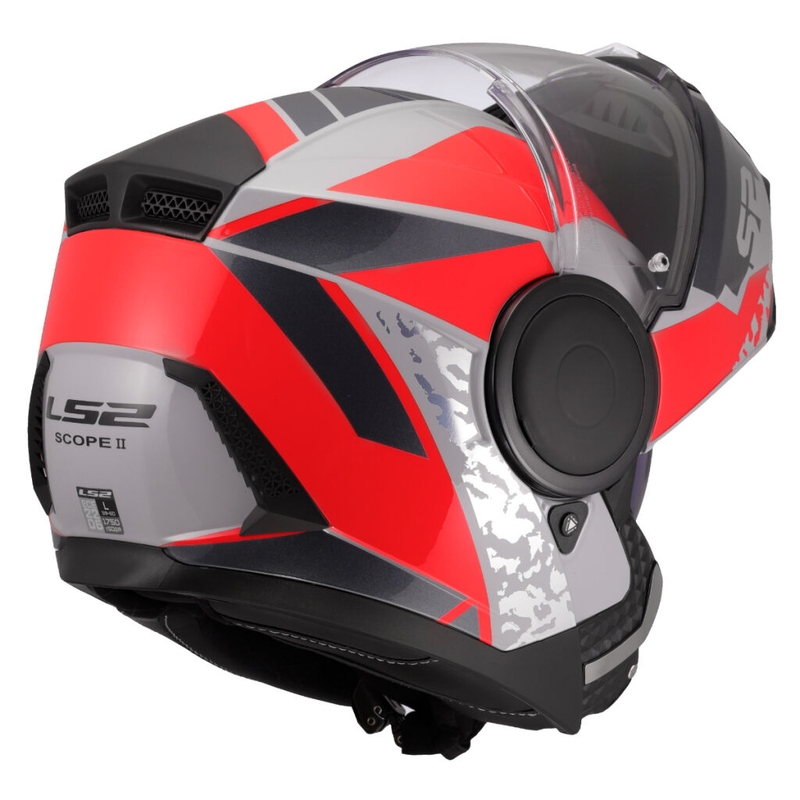 Casco moto modulare LS2 FF902 Scope II Oxyd grigio-rosso